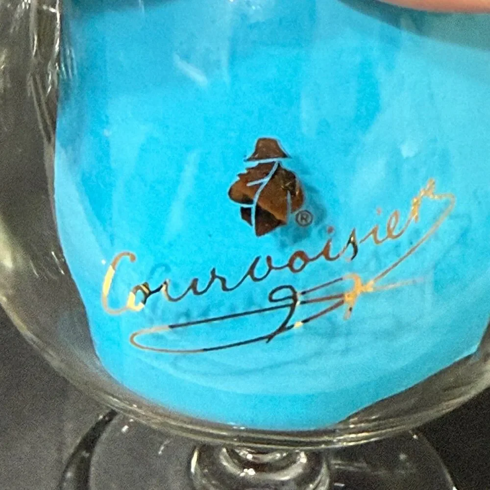x4 Vintage Courvoisier Cognac Brandy Balloon Snifter Stemmed Glasses Gold Logo